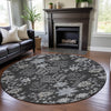 Piper Looms Mayfield Floral AMF1156 Charcoal Machine Washable Area Rug Round Lifestyle Image Feature