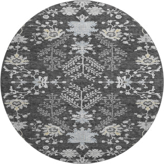 Piper Looms Mayfield Floral AMF1156 Charcoal Machine Washable Area Rug Round Main Image
