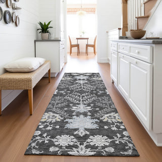 Piper Looms Mayfield Floral AMF1156 Charcoal Machine Washable Area Rug Runner Lifestyle Image Feature