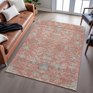 Piper Looms Mayfield Floral AMF1156 Coral Machine Washable Area Rug Lifestyle Image Feature