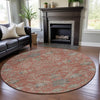 Piper Looms Mayfield Floral AMF1156 Coral Machine Washable Area Rug Round Lifestyle Image Feature