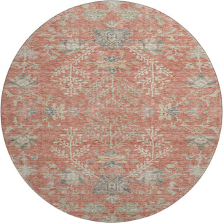 Piper Looms Mayfield Floral AMF1156 Coral Machine Washable Area Rug Round Main Image