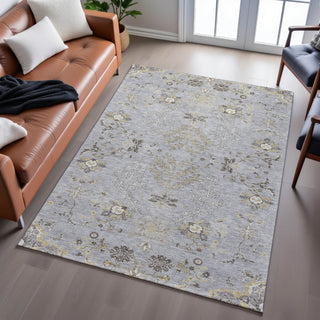 Piper Looms Mayfield Floral AMF1156 Gray Machine Washable Area Rug Lifestyle Image Feature