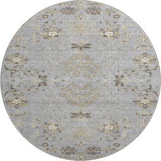 Piper Looms Mayfield Floral AMF1156 Gray Machine Washable Area Rug Round Main Image