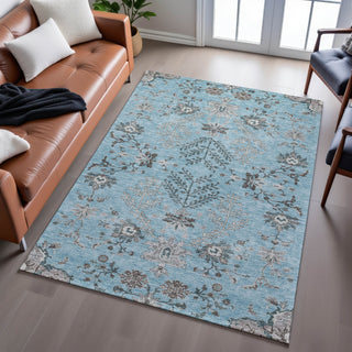 Piper Looms Mayfield Floral AMF1156 Sky Machine Washable Area Rug Lifestyle Image Feature