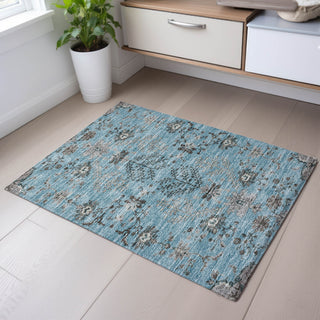 Piper Looms Mayfield Floral AMF1156 Sky Machine Washable Area Rug Scatter Lifestyle Image Feature