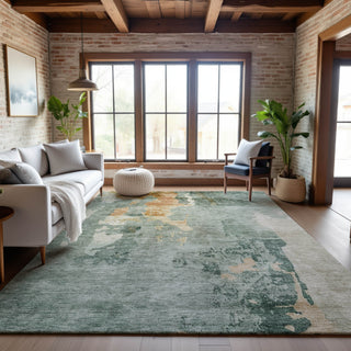 Piper Looms Mayfield Abstract AMF1157 Seafoam Machine Washable Area Rug Lifestyle Image Feature