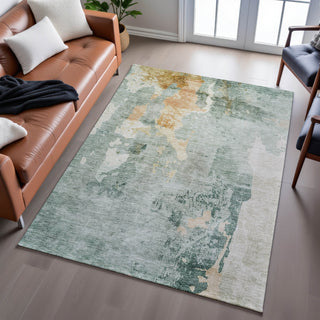 Piper Looms Mayfield Abstract AMF1157 Seafoam Machine Washable Area Rug Lifestyle Image Feature