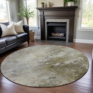 Piper Looms Mayfield Abstract AMF1158 Wheat Machine Washable Area Rug Round Lifestyle Image Feature