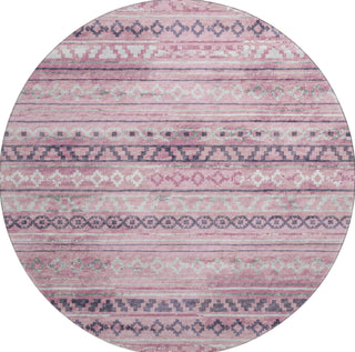 Piper Looms Mayfield Tribal Diamond AMF116 Pink Machine Washable Area Rug Round Main Image
