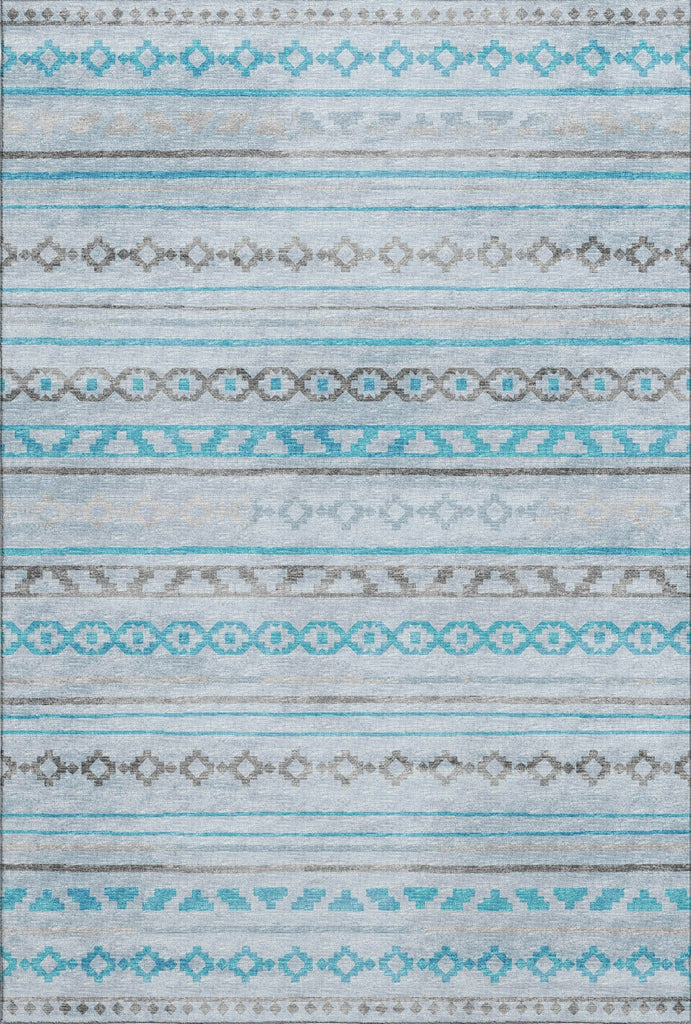 Piper Looms Mayfield Tribal Diamond AMF116 Turquoise Machine Washable Area Rug main image