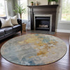 Piper Looms Mayfield Abstract AMF1160 Linen Machine Washable Area Rug Round Lifestyle Image Feature