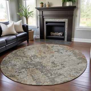 Piper Looms Mayfield Modern AMF1161 Terracotta Machine Washable Area Rug Round Lifestyle Image Feature
