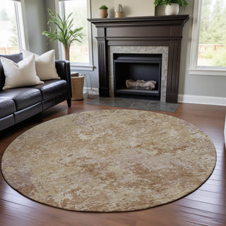 Piper Looms Mayfield Modern AMF1162 Copper Machine Washable Area Rug Round Lifestyle Image Feature