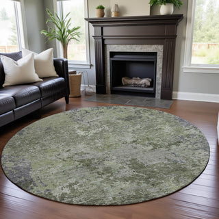 Piper Looms Mayfield Modern AMF1162 Green Machine Washable Area Rug Round Lifestyle Image Feature