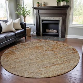 Piper Looms Mayfield Abstract AMF1164 Copper Machine Washable Area Rug Round Lifestyle Image Feature