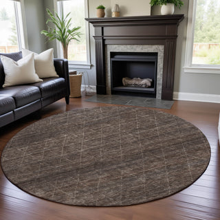 Piper Looms Mayfield Geometric AMF1165 Coffee Machine Washable Area Rug Round Lifestyle Image Feature