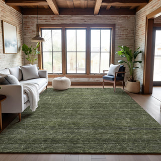 Piper Looms Mayfield Geometric AMF1165 Olive Machine Washable Area Rug Lifestyle Image Feature