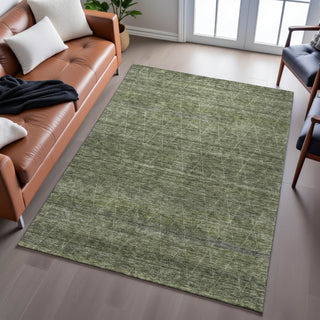 Piper Looms Mayfield Geometric AMF1165 Olive Machine Washable Area Rug Lifestyle Image Feature