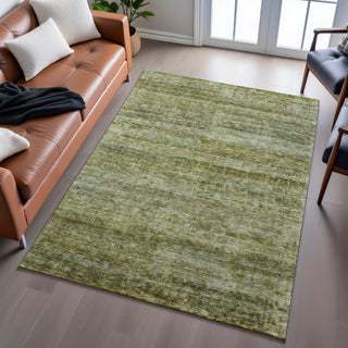 Piper Looms Mayfield Stripes AMF1166 Olive Machine Washable Area Rug Lifestyle Image Feature