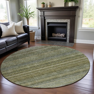 Piper Looms Mayfield Stripes AMF1167 Aloe Machine Washable Area Rug Round Lifestyle Image Feature