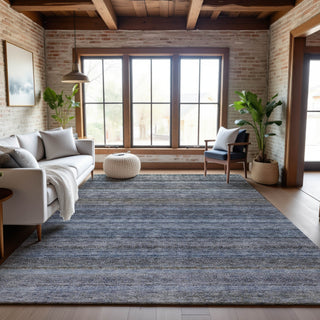Piper Looms Mayfield Stripes AMF1167 Blue Machine Washable Area Rug Lifestyle Image Feature
