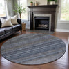 Piper Looms Mayfield Stripes AMF1167 Blue Machine Washable Area Rug Round Lifestyle Image Feature