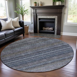 Piper Looms Mayfield Stripes AMF1167 Blue Machine Washable Area Rug Round Lifestyle Image Feature