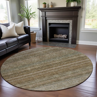 Piper Looms Mayfield Stripes AMF1167 Copper Machine Washable Area Rug Round Lifestyle Image Feature