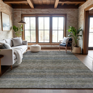 Piper Looms Mayfield Stripes AMF1167 Taupe Machine Washable Area Rug Lifestyle Image Feature