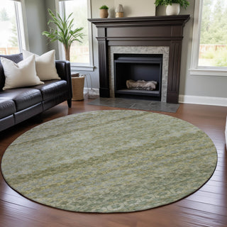 Piper Looms Mayfield Stripes AMF1168 Aloe Machine Washable Area Rug Round Lifestyle Image Feature