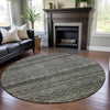 Piper Looms Mayfield Stripes AMF1168 Pewter Machine Washable Area Rug Round Lifestyle Image Feature