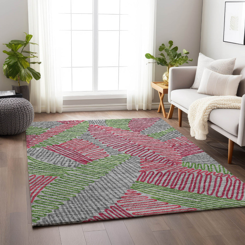 Piper Looms Mayfield Leaves: Tropical Botanical AMF117 Pink Machine Washable Area Rug Lifestyle Image Feature