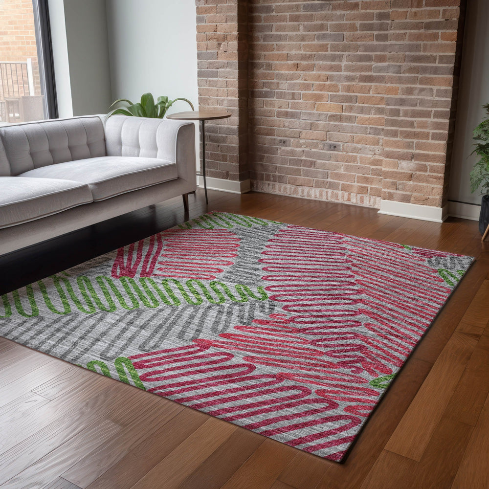 Piper Looms Mayfield Leaves: Tropical Botanical AMF117 Pink Machine Washable Area Rug Lifestyle Image Feature