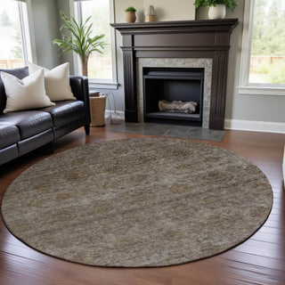 Piper Looms Mayfield Global AMF1170 Brown Machine Washable Area Rug Round Lifestyle Image Feature