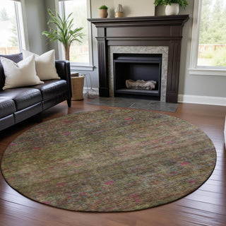 Piper Looms Mayfield Global AMF1171 Cactus Machine Washable Area Rug Round Lifestyle Image Feature
