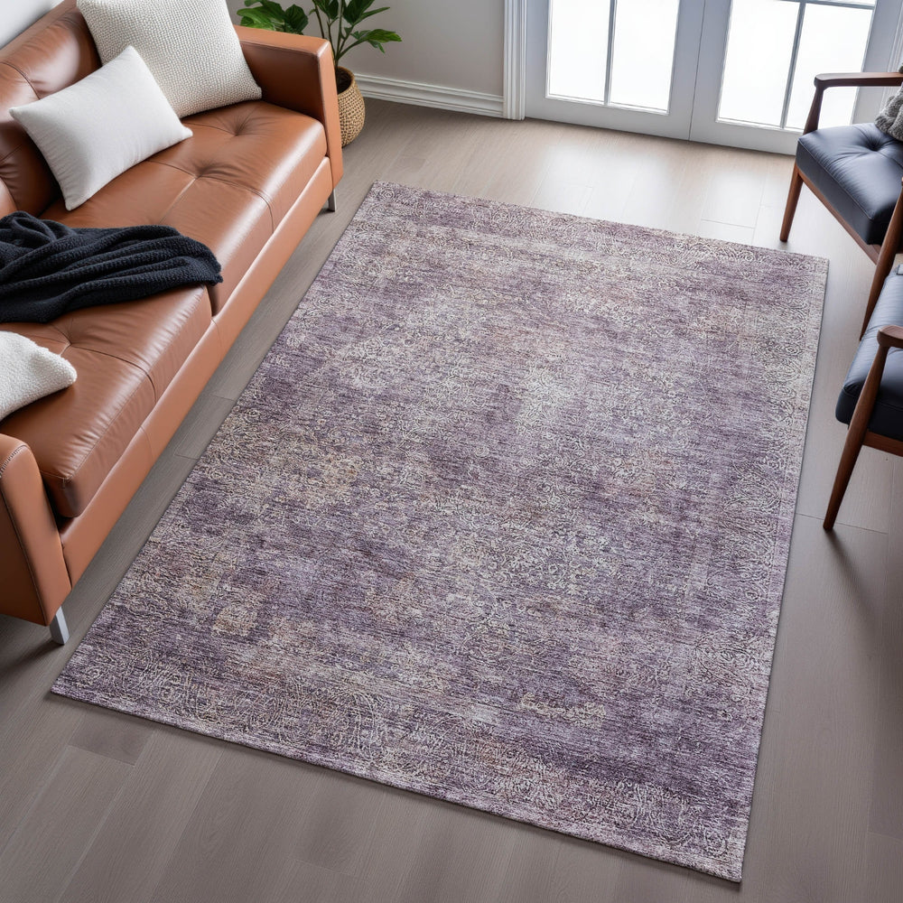 Piper Looms Mayfield Global AMF1172 Plum Machine Washable Area Rug Lifestyle Image Feature