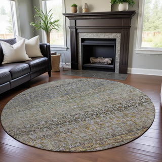 Piper Looms Mayfield Global AMF1173 Seafoam Machine Washable Area Rug Round Lifestyle Image Feature
