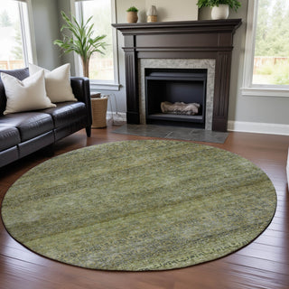 Piper Looms Mayfield Stripes AMF1174 Aloe Machine Washable Area Rug Round Lifestyle Image Feature