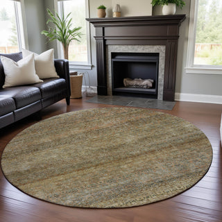 Piper Looms Mayfield Stripes AMF1174 Wheat Machine Washable Area Rug Round Lifestyle Image Feature