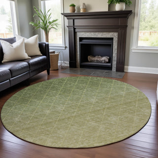 Piper Looms Mayfield Geometric AMF1175 Aloe Machine Washable Area Rug Round Lifestyle Image Feature