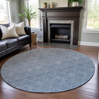 Piper Looms Mayfield Geometric AMF1175 Blue Machine Washable Area Rug Round Lifestyle Image Feature