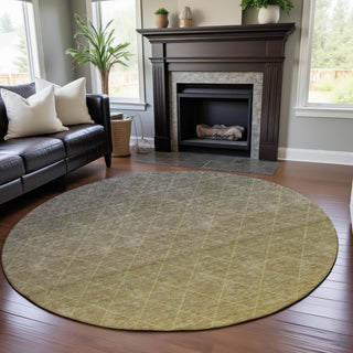 Piper Looms Mayfield Geometric AMF1175 Gold Machine Washable Area Rug Round Lifestyle Image Feature