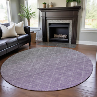 Piper Looms Mayfield Geometric AMF1175 Lavender Machine Washable Area Rug Round Lifestyle Image Feature