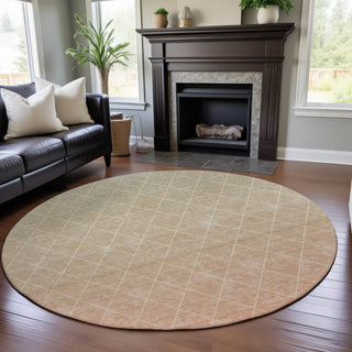 Piper Looms Mayfield Geometric AMF1175 Salmon Machine Washable Area Rug Round Lifestyle Image Feature