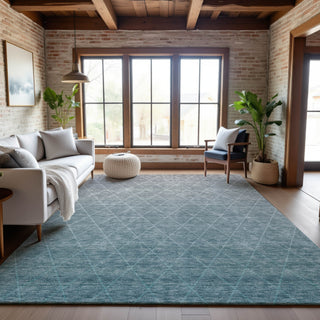 Piper Looms Mayfield Geometric AMF1175 Teal Machine Washable Area Rug Lifestyle Image Feature