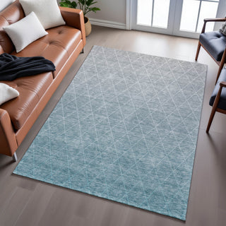 Piper Looms Mayfield Geometric AMF1175 Teal Machine Washable Area Rug Lifestyle Image Feature
