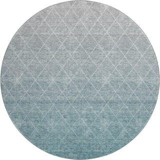 Piper Looms Mayfield Geometric AMF1175 Teal Machine Washable Area Rug Round Main Image