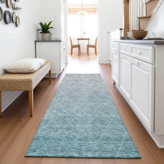 Piper Looms Mayfield Geometric AMF1175 Teal Machine Washable Area Rug Runner Lifestyle Image Feature