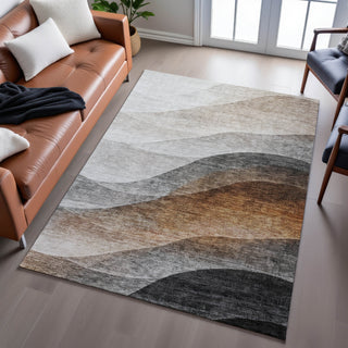 Piper Looms Mayfield Swirls AMF1176 Khaki Machine Washable Area Rug Lifestyle Image Feature